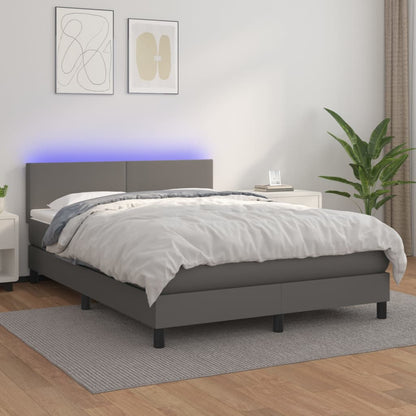 Giroletto Molle con Materasso e LED Grigio 140x190cm Similpelle