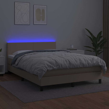 Giroletto Molle Materasso e LED Cappuccino 140x200cm Similpelle