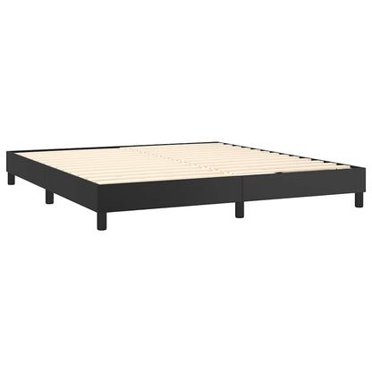 Giroletto a Molle con Materasso e LED Nero 160x200cm Similpelle