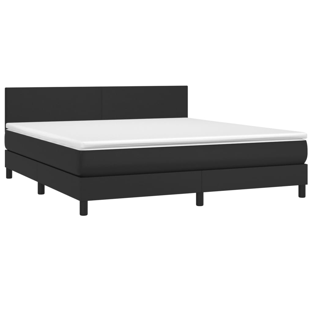Giroletto a Molle con Materasso e LED Nero 180x200cm Similpelle | homemem39
