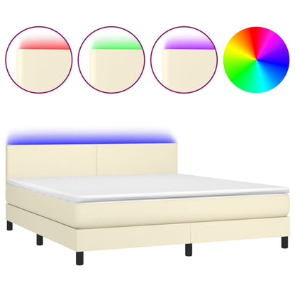 Giroletto a Molle con Materasso e LED Crema 180x200 cm | homemem39