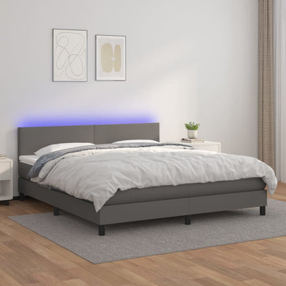 Giroletto Molle con Materasso e LED Grigio 180x200cm Similpelle - homemem39