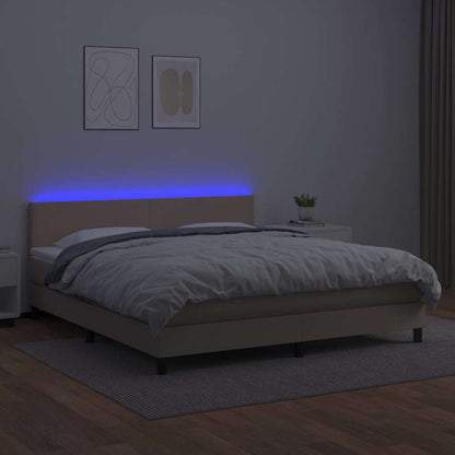 Giroletto Molle Materasso e LED Cappuccino 180x200cm Similpelle