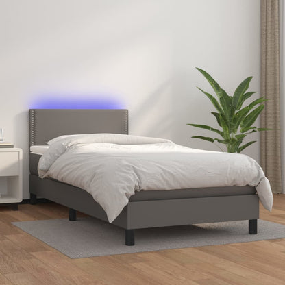 Giroletto Molle con Materasso e LED Grigio 100x200cm Similpelle - homemem39