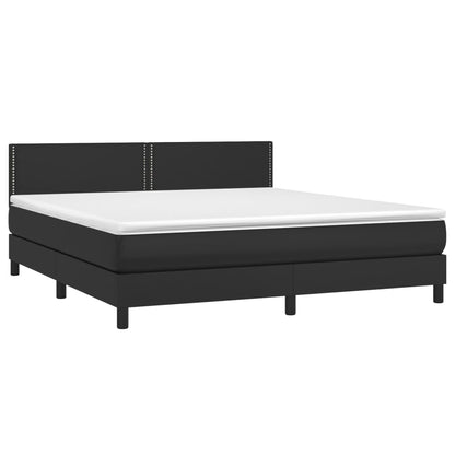 Giroletto a Molle con Materasso e LED Nero 180x200cm Similpelle | homemem39
