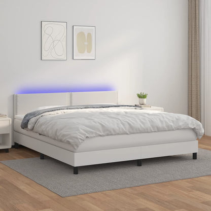 Giroletto Molle con Materasso e LED Bianco 180x200cm Similpelle - homemem39