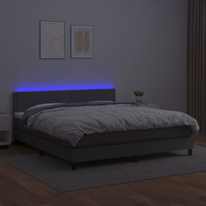 Giroletto Molle con Materasso e LED Grigio 180x200cm Similpelle