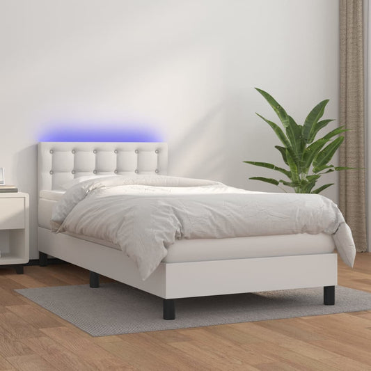 Giroletto Molle con Materasso e LED Bianco 80x200 cm Similpelle | homemem39