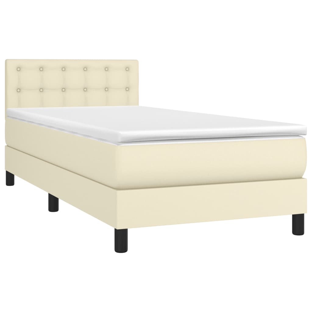 Giroletto a Molle con Materasso e LED Crema 80x200cm Similpelle | homemem39