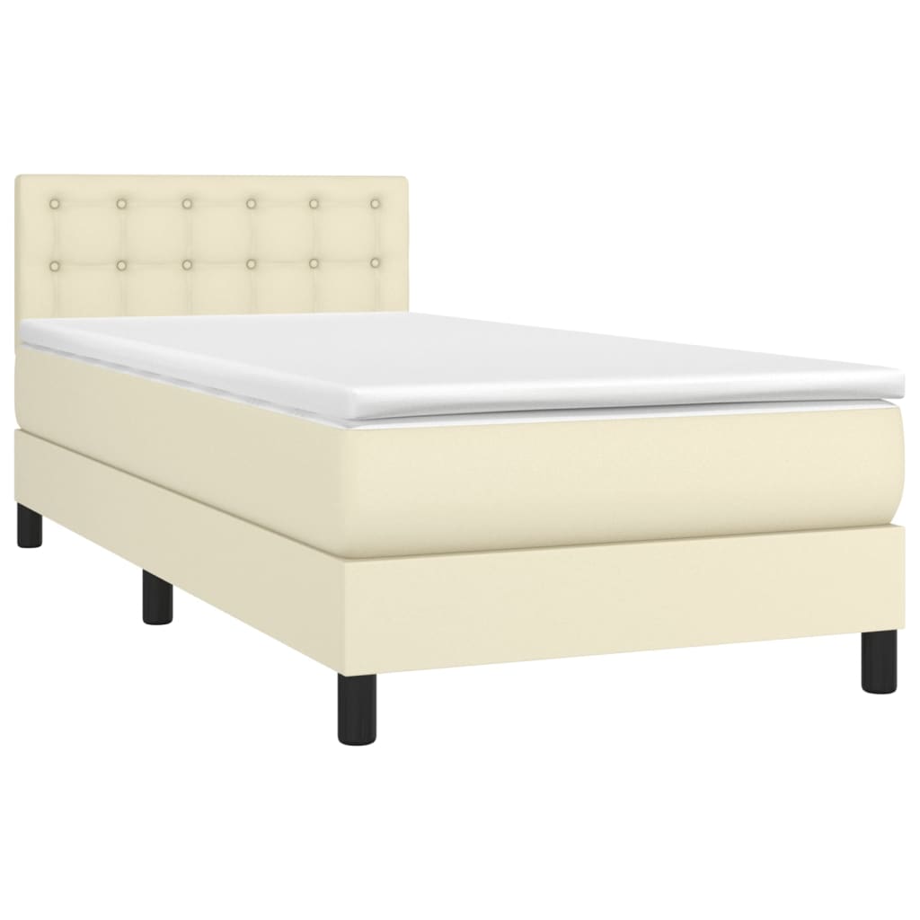 Giroletto a Molle con Materasso e LED Crema 90x190cm Similpelle | homemem39