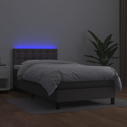 Giroletto Molle con Materasso e LED Grigio 90x190cm Similpelle - homemem39