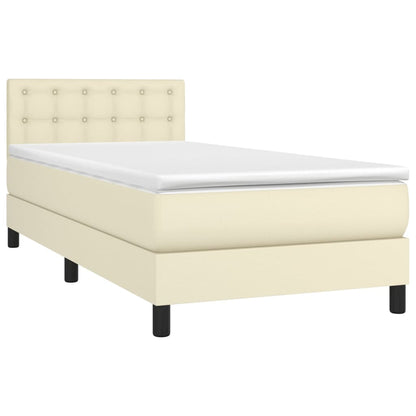 Giroletto a Molle con Materasso e LED Crema 90x200cm Similpelle | homemem39