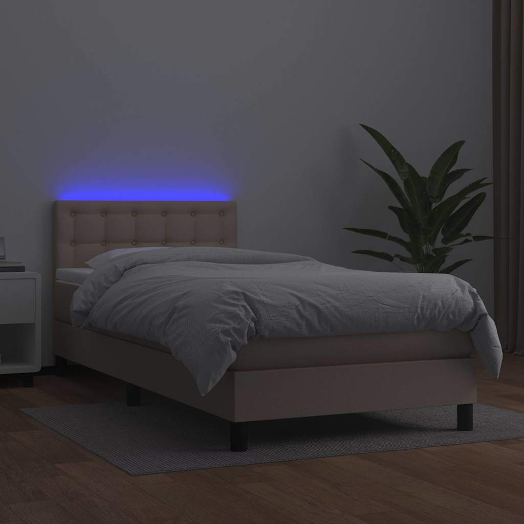 Giroletto Molle Materasso e LED Cappuccino Similpelle
