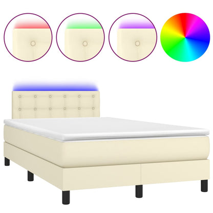 Giroletto Molle con Materasso e LED Crema 120x200cm Similpelle | homemem39