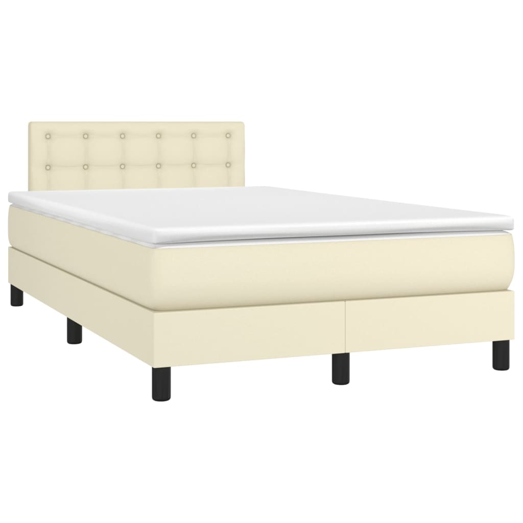 Giroletto Molle con Materasso e LED Crema 120x200cm Similpelle | homemem39