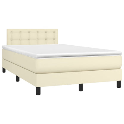 Giroletto Molle con Materasso e LED Crema 120x200cm Similpelle | homemem39