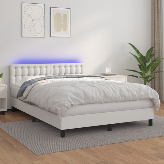 Giroletto Molle con Materasso e LED Bianco 140x190cm Similpelle - homemem39