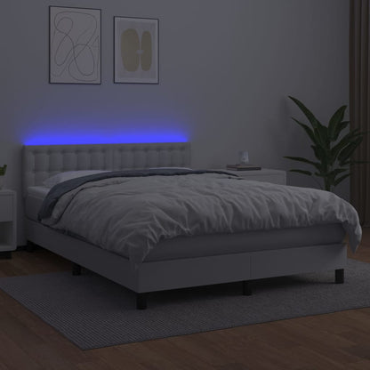 Giroletto Molle con Materasso e LED Bianco 140x200cm Similpelle
