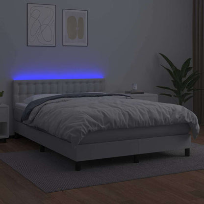 Giroletto Molle con Materasso e LED Bianco 140x200cm Similpelle