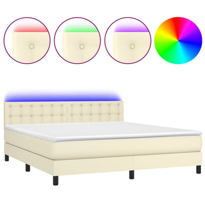 Giroletto a Molle con Materasso e LED Crema 160x200 cm