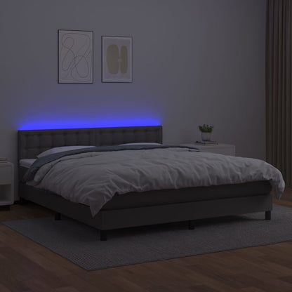 Giroletto Molle con Materasso e LED Grigio 180x200cm Similpelle
