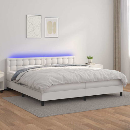 Giroletto Molle con Materasso e LED Bianco 200x200cm Similpelle