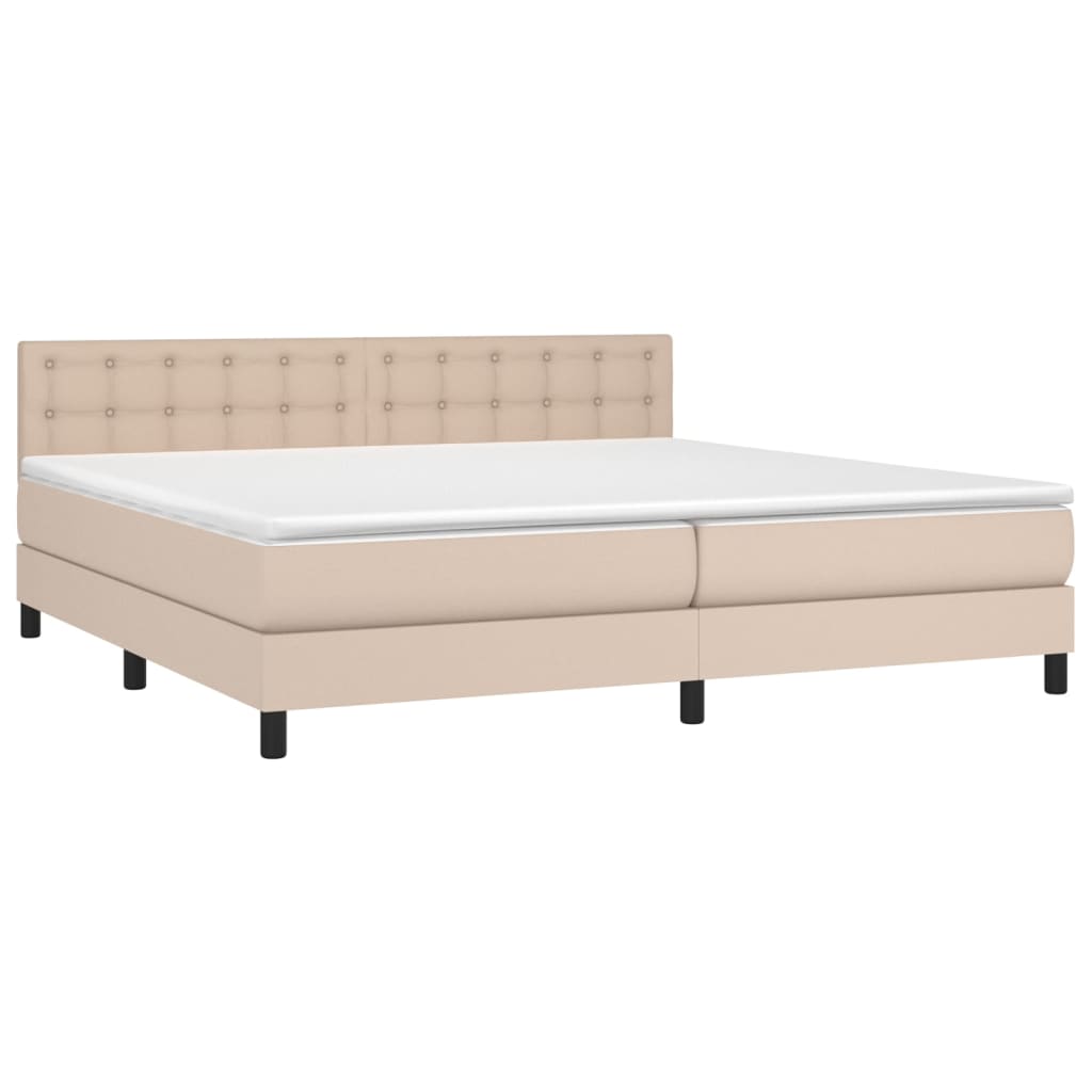 Giroletto Molle Materasso e LED Cappuccino 200x200cm Similpelle | homemem39