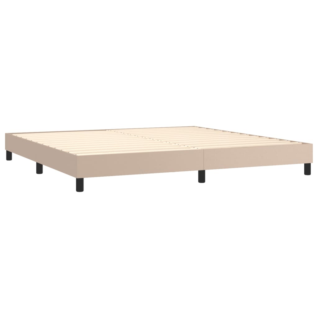 Giroletto Molle Materasso e LED Cappuccino 200x200cm Similpelle | homemem39
