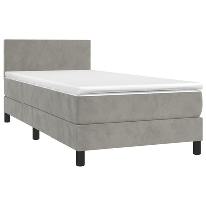 Letto a Molle Materasso e LED Grigio Chiaro 80x200 cm Velluto