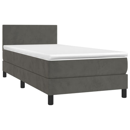 Letto a Molle con Materasso e LED Grigio Scuro 90x190cm Velluto - homemem39