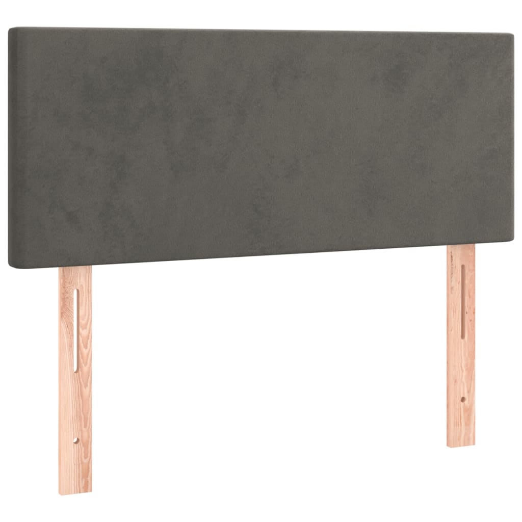 Letto a Molle con Materasso e LED Grigio Scuro 90x190cm Velluto