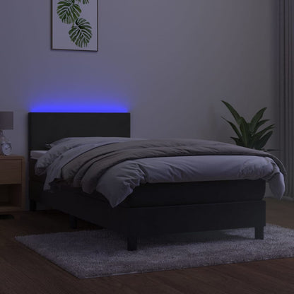 Letto a Molle con Materasso e LED Grigio Scuro 100x200 cm