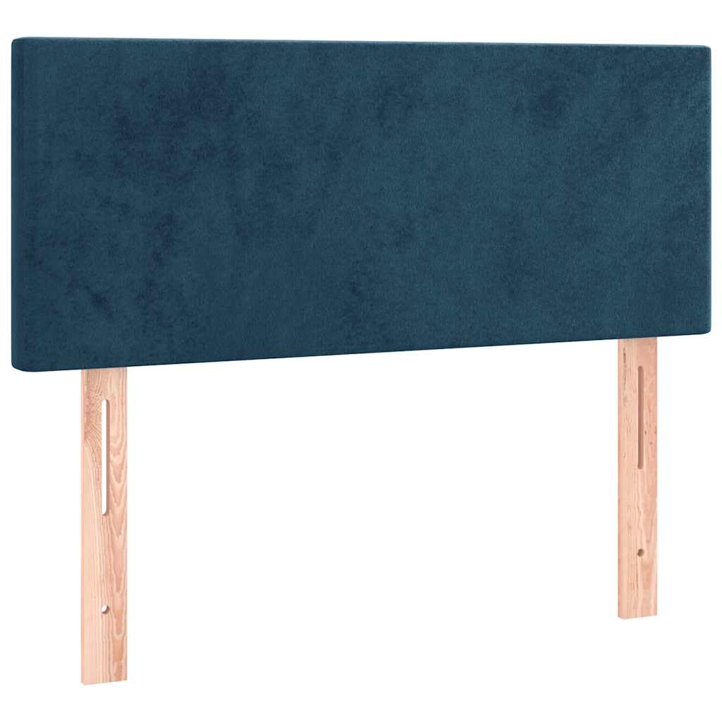 Letto a Molle con Materasso e LED Blu Scuro 100x200 cm
