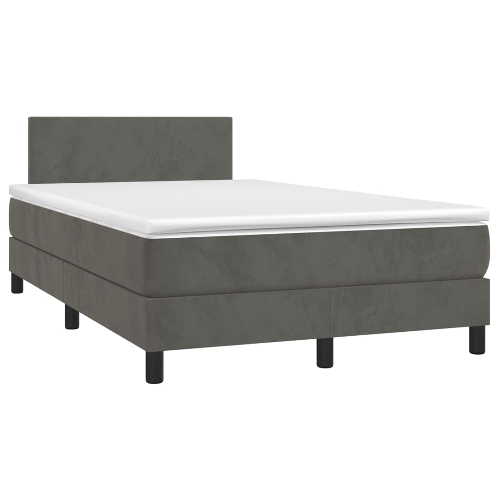 Letto a Molle con Materasso e LED Grigio Scuro 120x200 cm