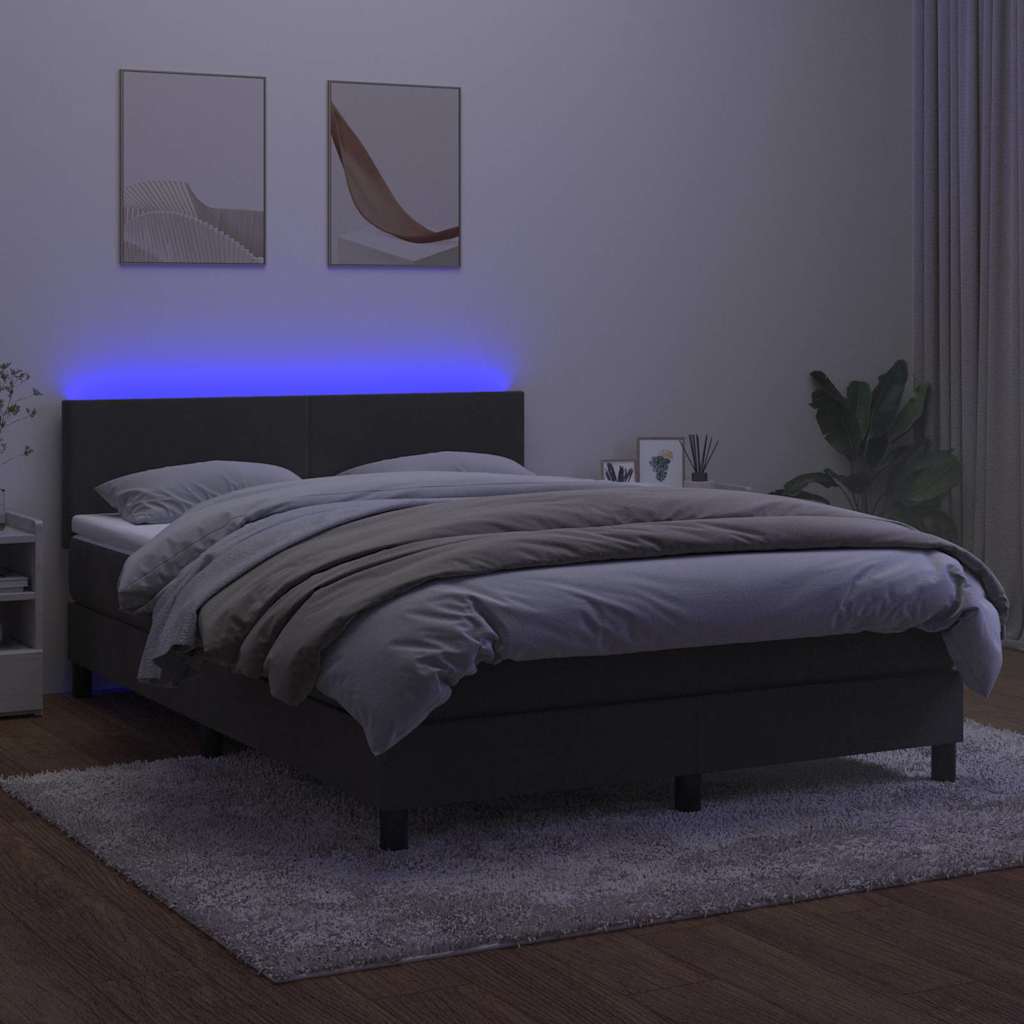Letto a Molle con Materasso e LED Grigio Scuro 140x190 cm
