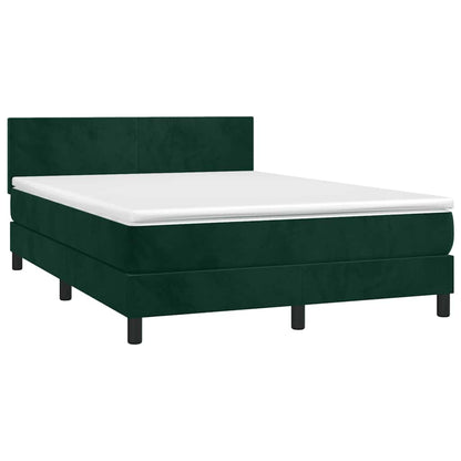Letto a Molle con Materasso e LED Verde Scuro 140x190cm Velluto | homemem39