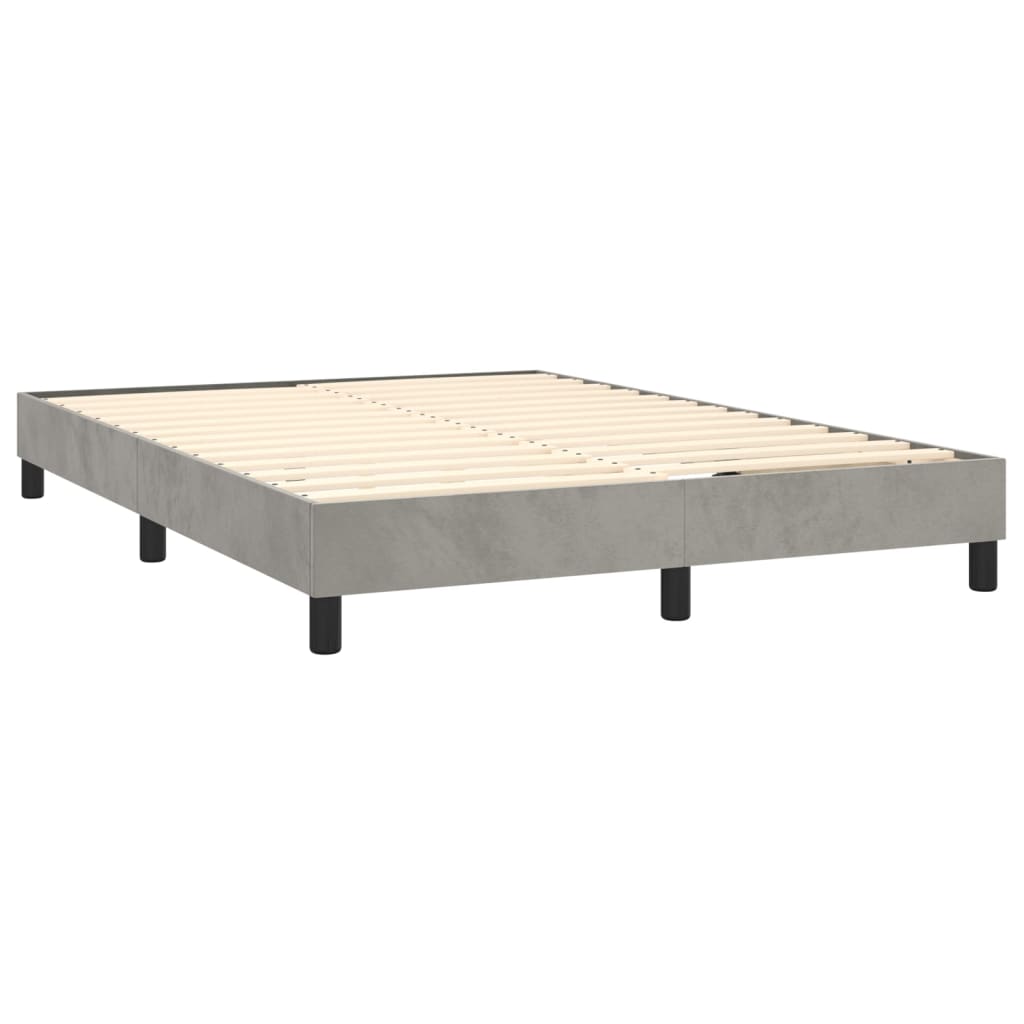 Letto a Molle Materasso e LED Grigio Chiaro 140x200 cm Velluto - homemem39