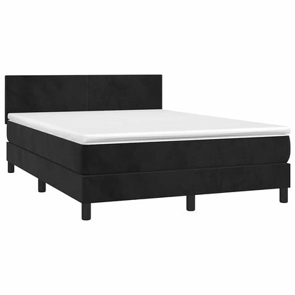 Letto a Molle con Materasso e LED Nero 140x200 cm in Velluto | homemem39