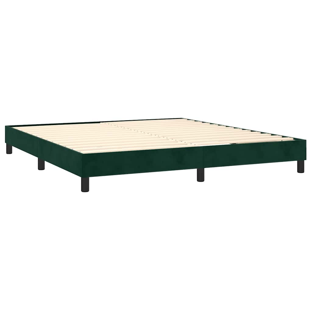 Letto a Molle con Materasso e LED Verde Scuro 160x200cm Velluto | homemem39
