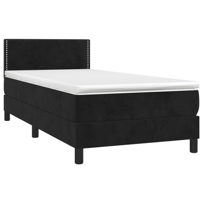 Letto a Molle con Materasso e LED Nero 90x200 cm in Velluto - homemem39