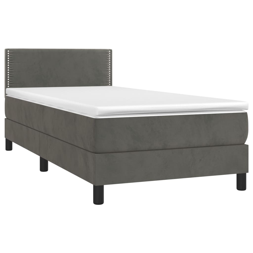 Letto a Molle con Materasso e LED Grigio Scuro 100x200 cm - homemem39