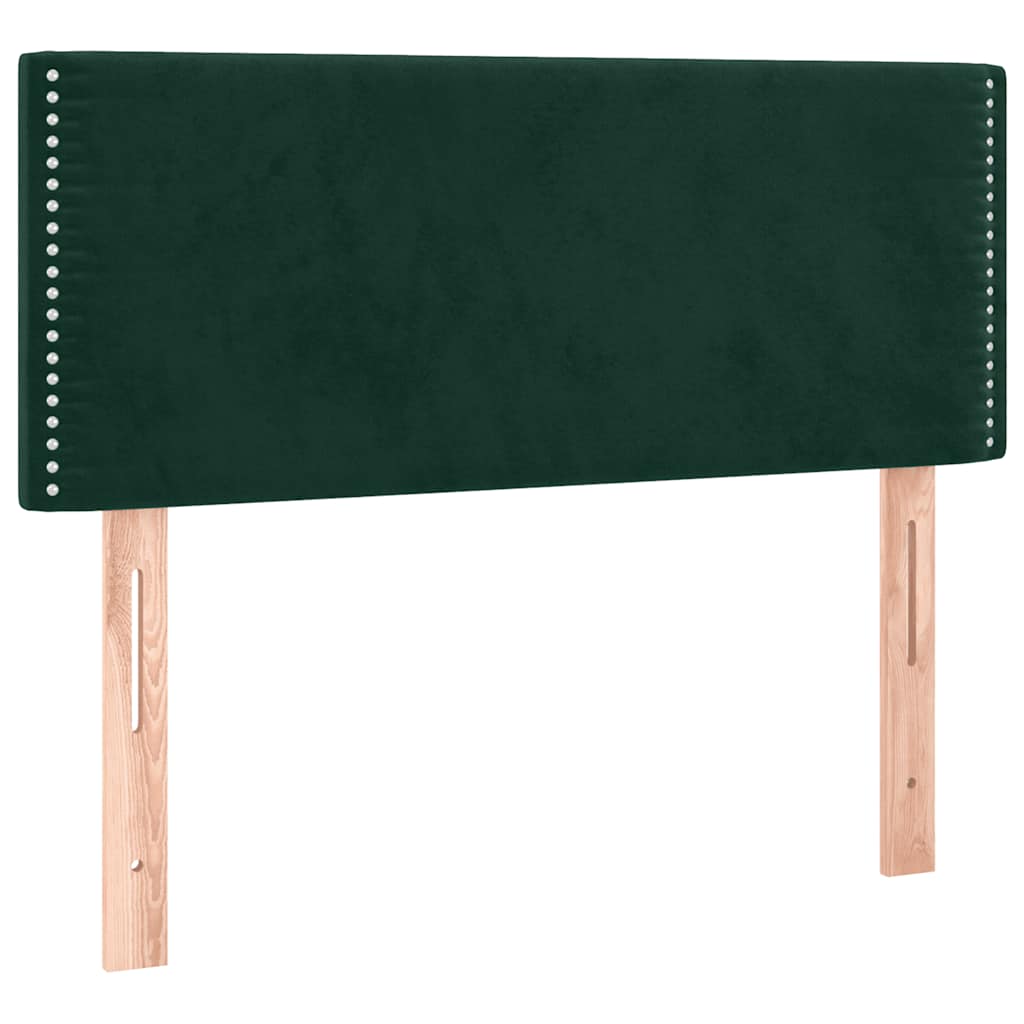 Letto a Molle con Materasso e LED Verde Scuro 100x200cm Velluto