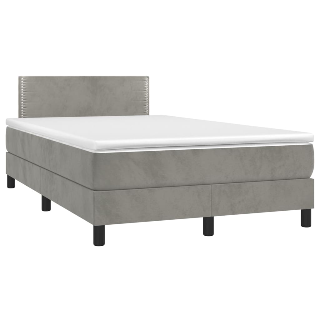 Letto a Molle Materasso e LED Grigio Chiaro 120x200 cm Velluto - homemem39