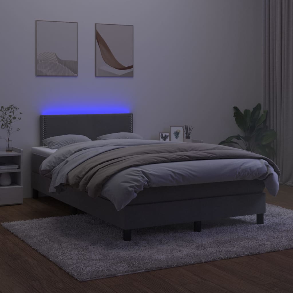 Letto a Molle con Materasso e LED Grigio Scuro 120x200 cm - homemem39