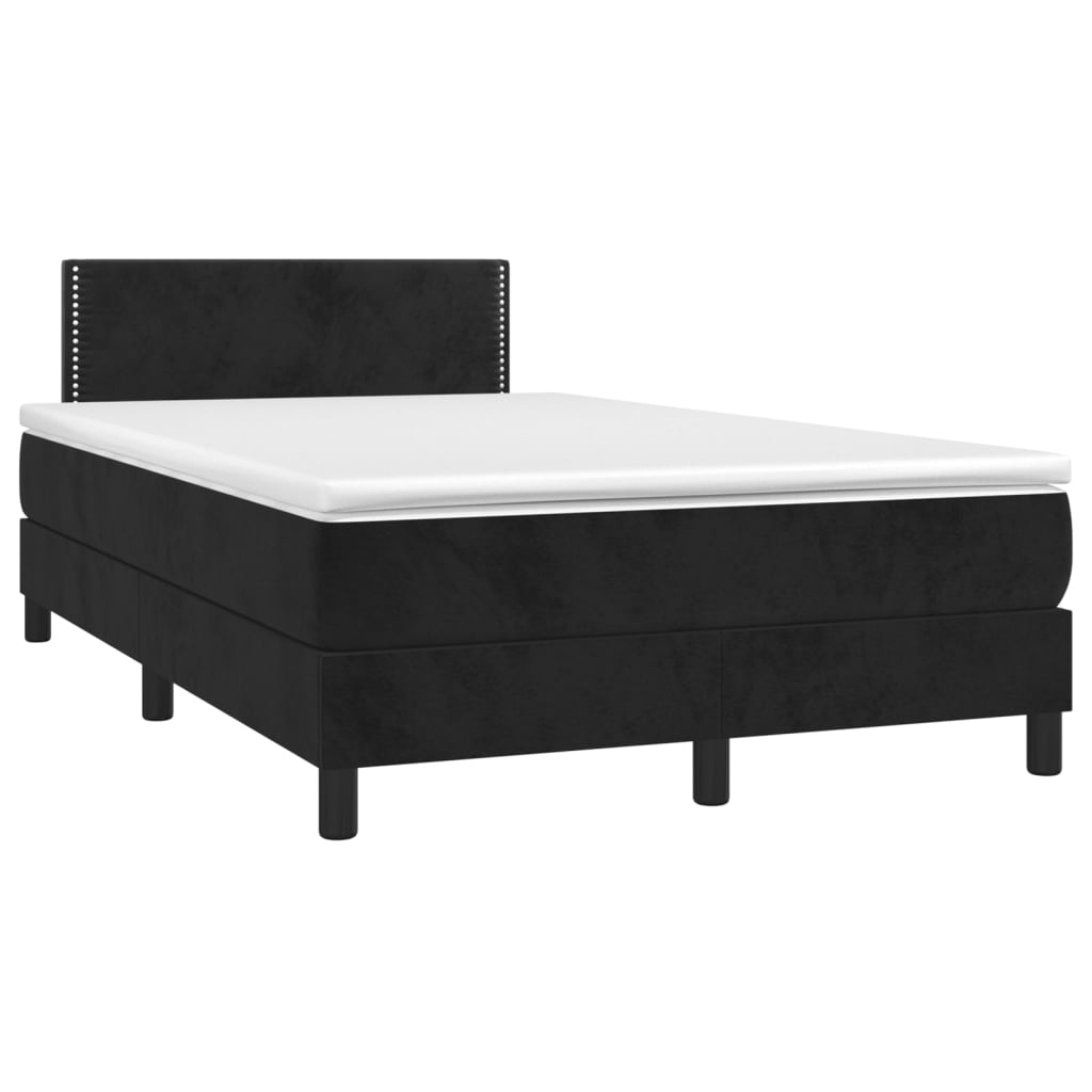 Letto a Molle con Materasso e LED Nero 120x200 cm in Velluto - homemem39