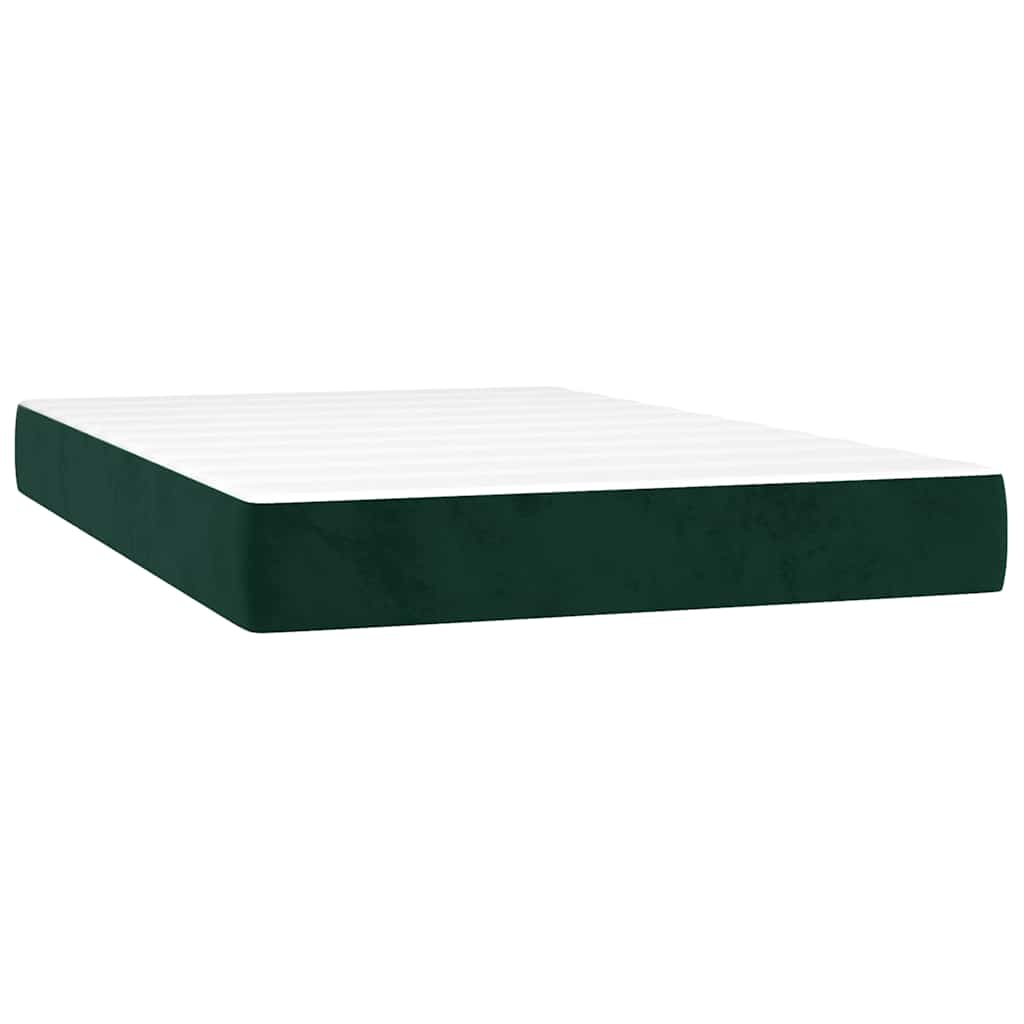 Letto a Molle con Materasso e LED Verde Scuro 120x200cm Velluto | homemem39