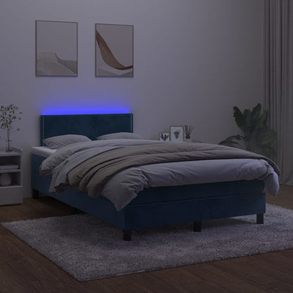 Letto a Molle con Materasso e LED Blu Scuro 120x200cm - homemem39
