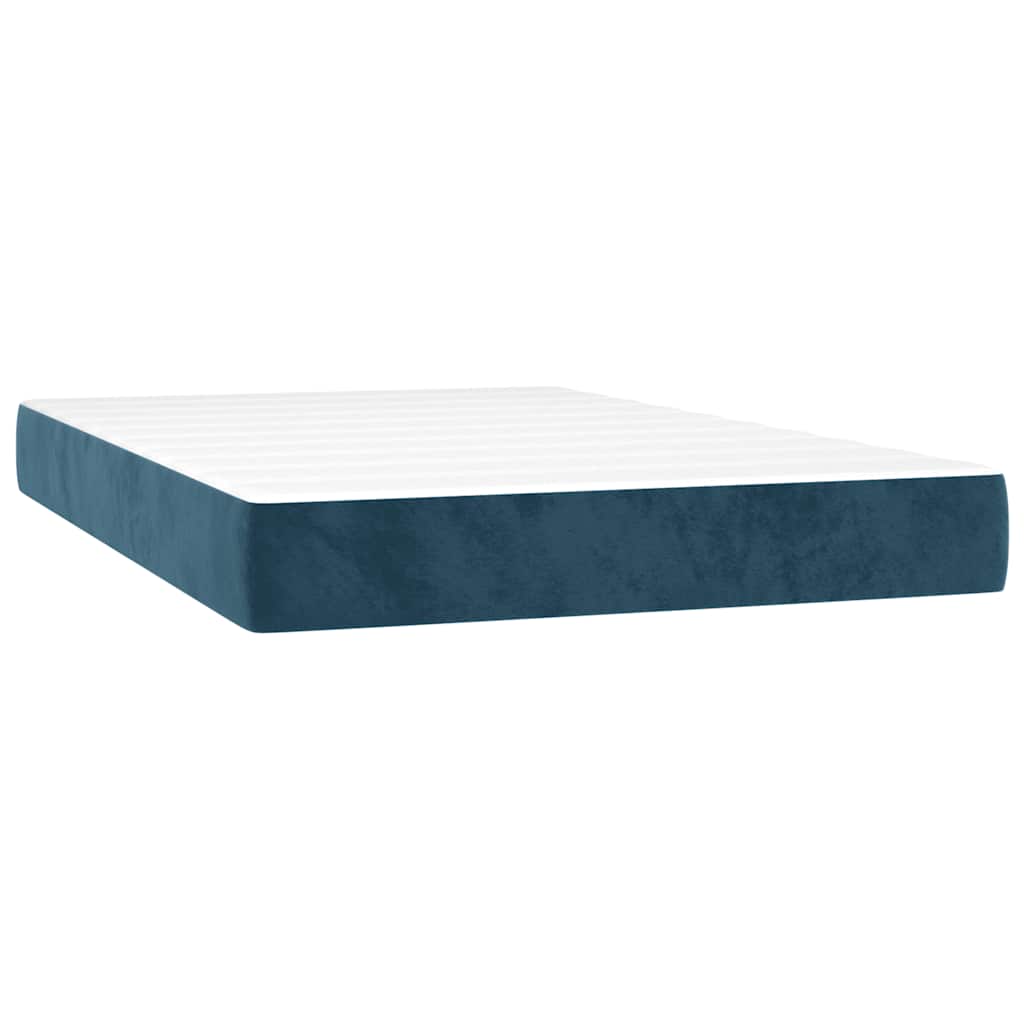 Letto a Molle con Materasso e LED Blu Scuro 120x200cm