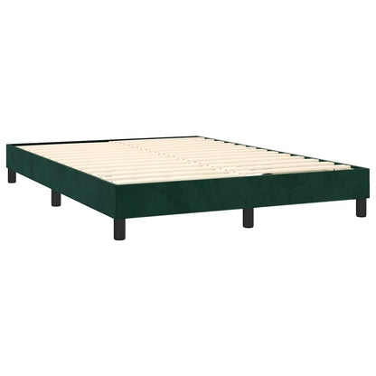 Letto a Molle con Materasso e LED Verde Scuro 140x190cm Velluto