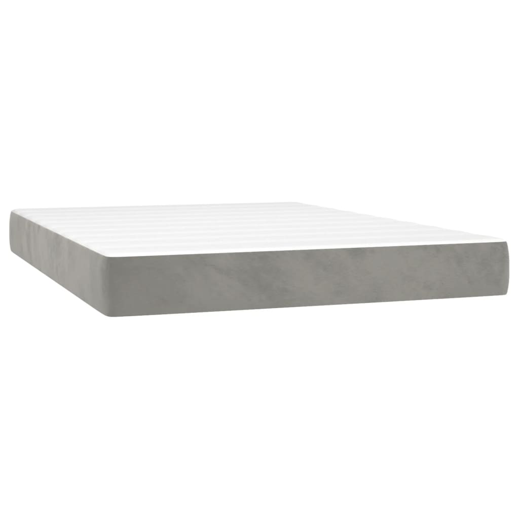 Letto a Molle con Materasso e LED Grigio Chiaro 140x200 cm Velluto